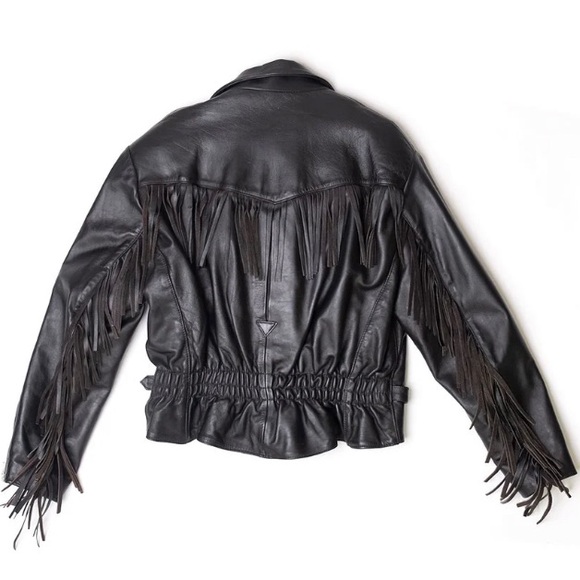 ALL AMERICAN RIDER BLACK LEATHER FRINGE JACKET - Picture 2 of 2